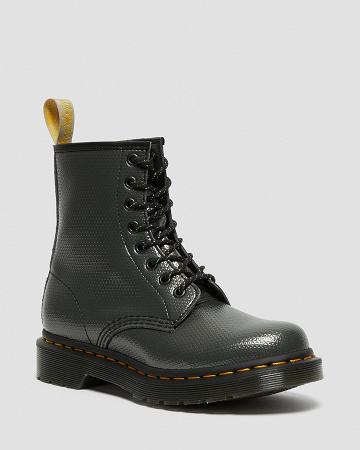 Botas con Cordones Dr Martens Vegan 1460 Metallic Emboss Mujer Grises | MX 555RVD